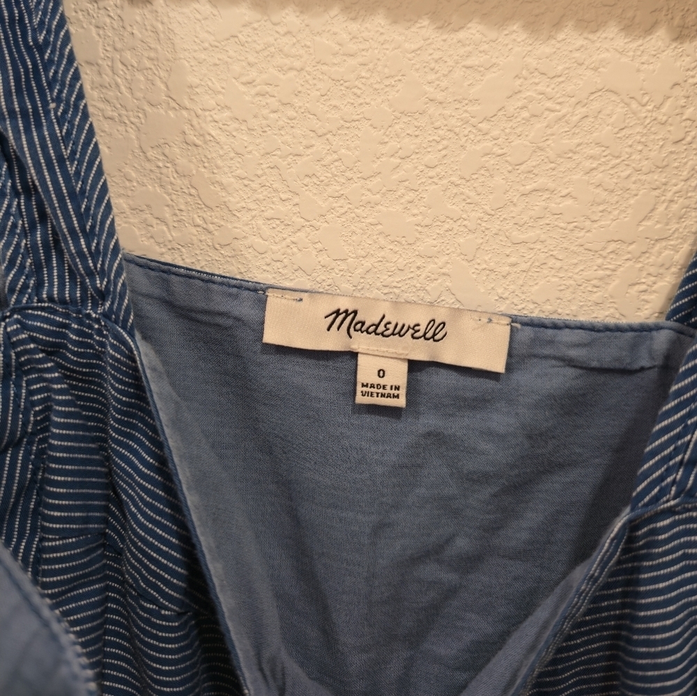 Madewell  Button-Front Tiered Midi Dress in Stripe Size 0 Cerulean Blue - Picture 5 of 11